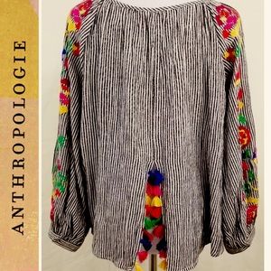 Anthropologie boho embellished peasant top size S
